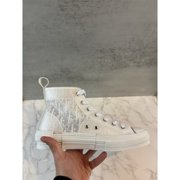 Dior B23 High Top Sneakers White Oblique Monogram Size 44 EU / 10.5 US Men’s - Picture 5 of 10